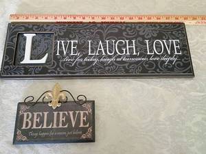 lot 58 image: Inspirational Wall Sign Set - Live Laugh Love & Believe