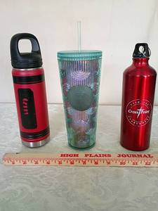 lot 64 image: Starbucks Cold Cup & Red Water Bottles Set