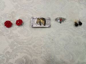 lot 78 image: Jewelry Lot - Western Horse Pin and Accessories