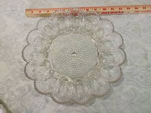 lot 102 image: Clear Glass Hobnail Shell Shaped Dish