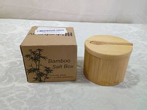 lot 138 image: Bamboo Salt Box with Swivel Lid