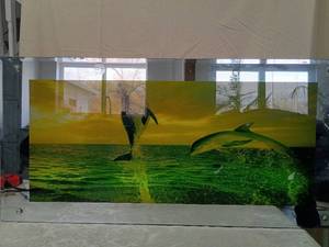 lot 160 image: Ocean Sunset Glass Mirror Panel