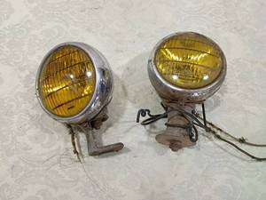 lot 165 image: 1940s Yellow Fog Lights Pair