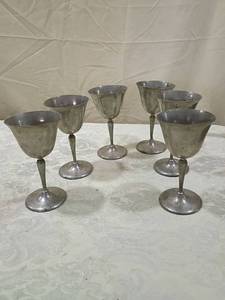 lot 173 image: Set of 8 Pewter Wine Goblets