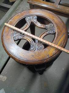 lot 181 image: 1920s Ornate Carved Oak Side Table with Ball and Claw Feet no glass (items in pictures)