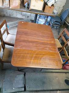 lot 183 image: 1940s Wooden Dining Set with 4 Chairs (items in pictures)