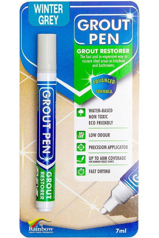 lot 161106 image: Grout Pen Tile Paint Marker Waterproof Grout Paint, Tile Grout Colorant and Sealer Pen - Winter Grey, Narrow 5mm Tip (7mL)