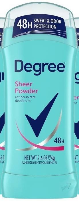 lot 251264 image: Degree Original Antiperspirant Deodorant Sheer Powder 48-Hour Sweat &amp Odor Protection Antiperspirant for Women 2.6 oz