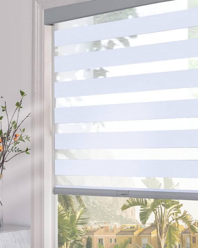 lot 441733 image: Persilux Blackout Zebra Blinds for Windows (30 W x 64 H, Light Grey) Cordless Zebra Shades for Indoor Windows, Sheer Shades Thermal Insulated Blinds with Upgraded Cassette, Window Shades for Home