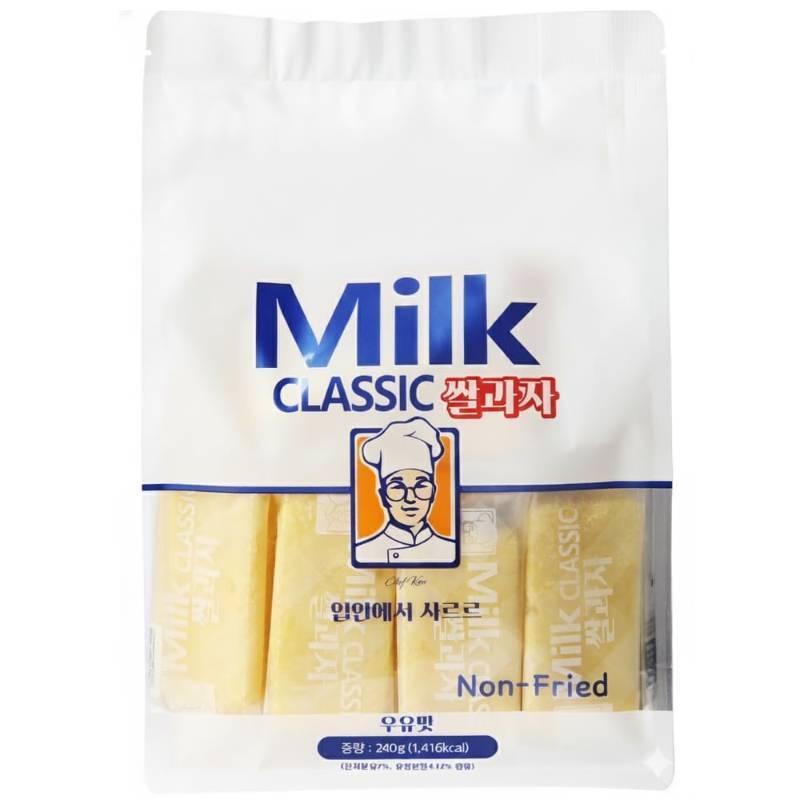 lot 191592 image: Milk Korean Rice Snack 24 Pack Kid-Friendly School Snack, Rice, Non-Fried, Zero Trans Fat, Individually Wrapped, 240g (8.47oz)