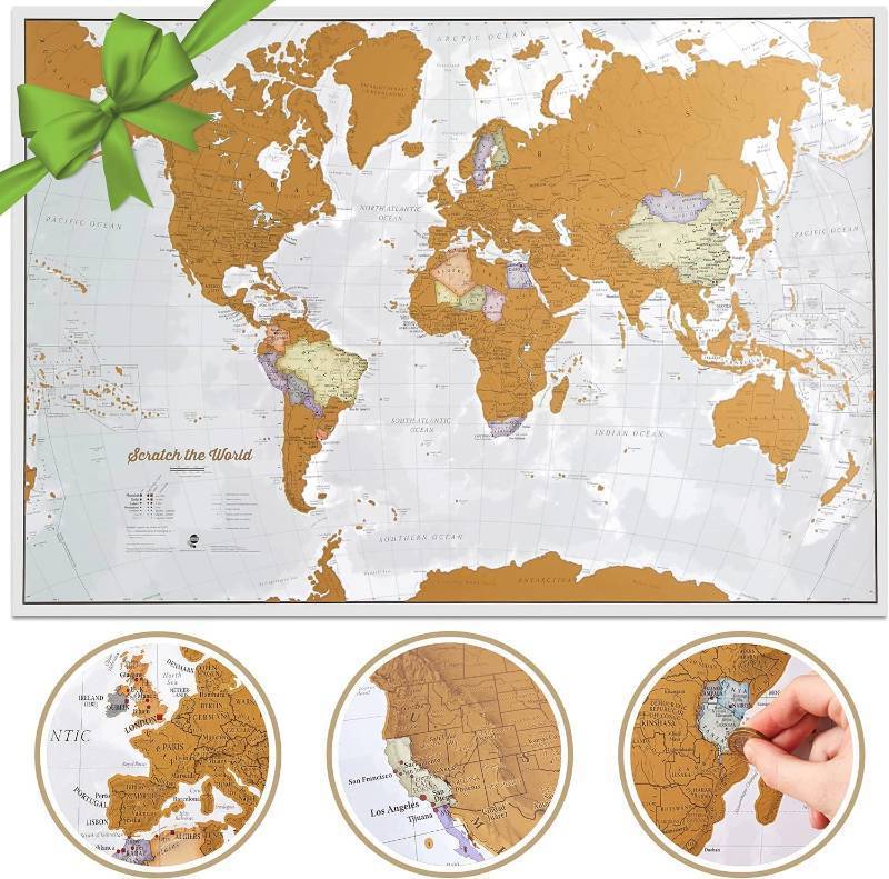 lot 291439 image: Scratch The World Travel Map - Scratch Off World Map Poster - X-Large 23 x 33 - Maps International - 50 Years of Map Making - Cartographic Detail Featuring Country & State Borders