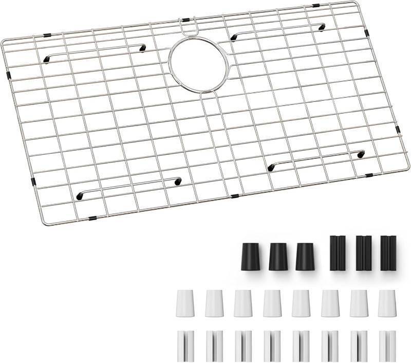 lot 391454 image: Sink Protector Grid, Sink Grids for Bottom of Kitchen Sink with Corner Radius 316,27-916 x 14-916 Sink Protector, Stainless Steel Material (27.7W x 14.7D x 1H)