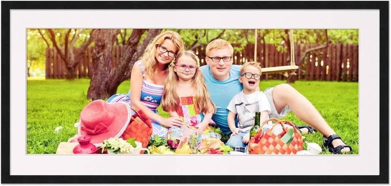 lot 391499 image: 14x26 Frame with Mat - Black 14x26 Frame Wood Made to Display Print or Poster Measuring 14x26 Inches with White Photo Mat