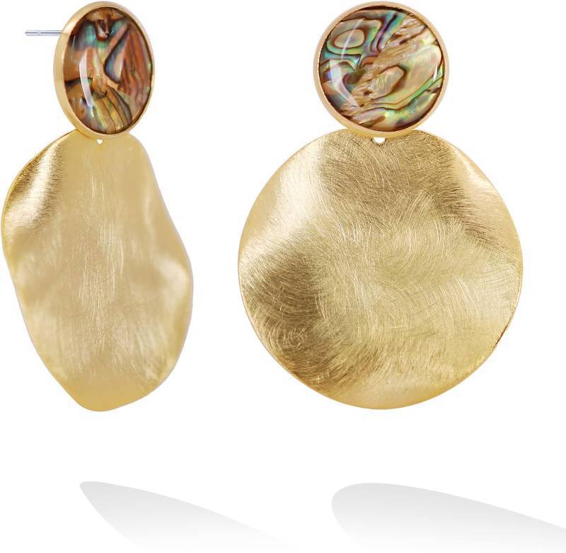 lot 491685 image: M.DUN - Abalone Drop and Dangle Earrings for Women - Geometric Texture Jewelry