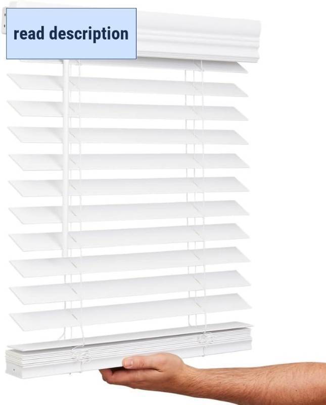 lot 491697 image: Retails for $123 Lotus & Windoware Cordless, 2 Inch Faux Wood Blind, 48 Wide x 84 Long, Window Blinds, Blinds & Shades, Blinds for Indoor Windows, Embossed, Bright White