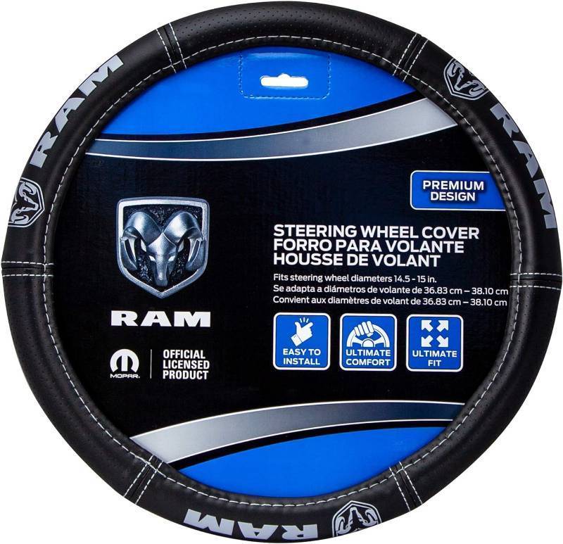 lot 491704 image: Plasticolor 006697R25 Ram Deluxe Elite Steering Wheel Cover - Gray Logo