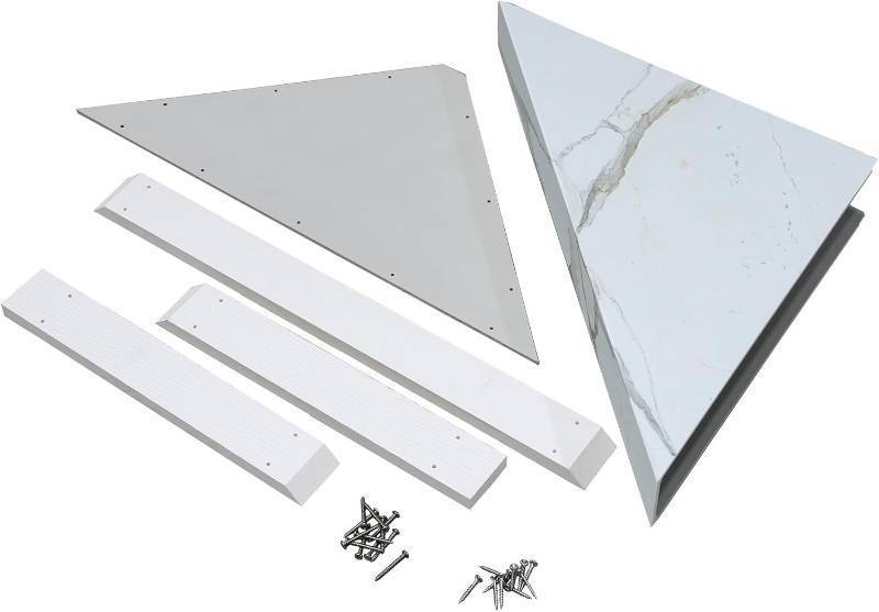 lot 400730 image: Retails for $200 Palisade Vinyl Waterproof Corner Shower Bench in Carrara Marble