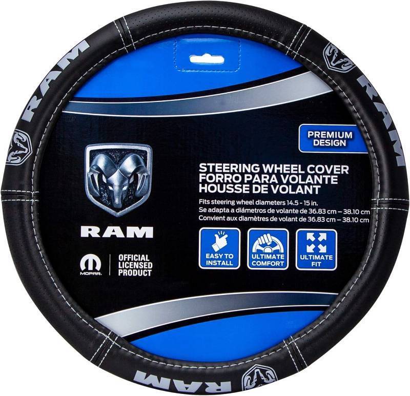 lot 141864 image: Plasticolor 006697R25 Ram Deluxe Elite Steering Wheel Cover - Gray Logo