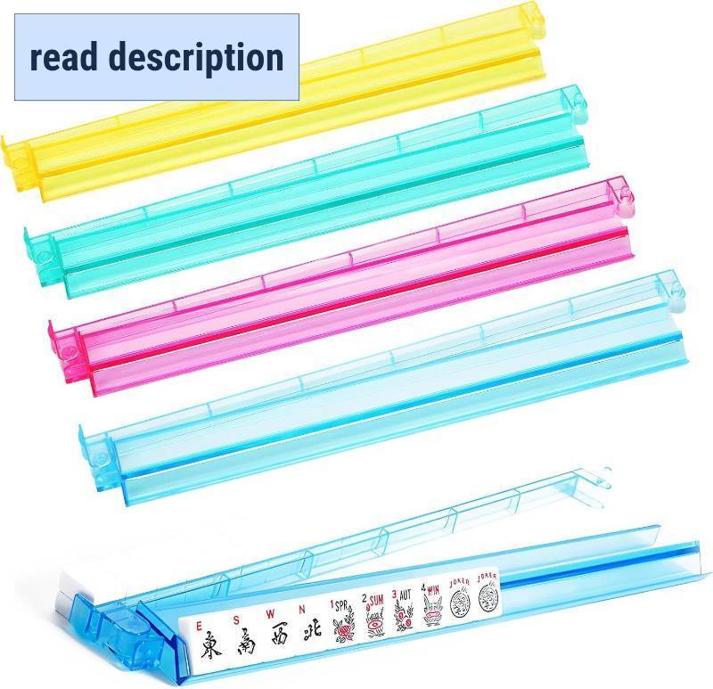 lot 141895 image: SSFUN Mahjong All-in-One Tile Rack & Pusher, Clear Acrylic Mahjong Rack and Pusher Combo, Modern American Majiang Tile Racks Set of 4 (Multi-Color)
