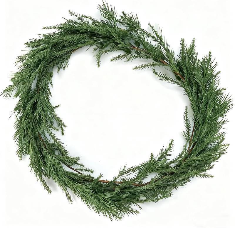 lot 241816 image: 6 Ft Artificial Norfolk Pine Garlands, Realistic Christmas Garland for Mantle, Real Touch Cedar Garland for Table, Stairs, Indoor & Outdoor Decor, Christmas Decorations