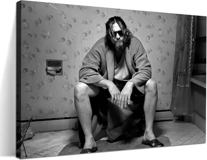 lot 131085 image: Funny Bathroom Wall Decor for Room Aesthetics - 90s Movie Posters Black and White Wall Art, Toilet Humour Amusing Cool Wall Art Funny Bathroom Signs 12X16 in