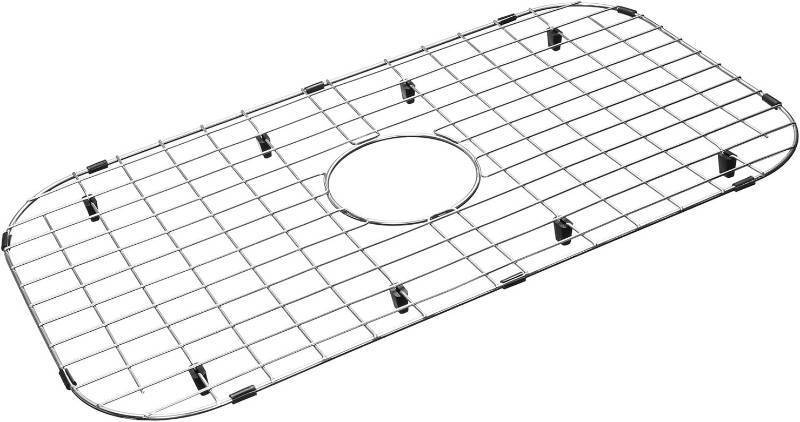 lot 431086 image: Serene Valley Sink Protector Grid 26-116 x 14-116, Centered Drain with Corner Radius 3-12, 304 Stainless Steel Material NLW2614C