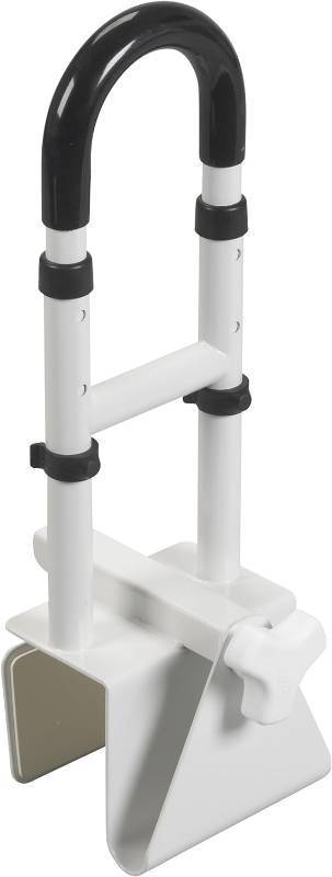 lot 431100 image: Drive Medical Adjustable Bathtub Grab Bar & Bathtub Safety Rail - Easy Clamp-On Installation - Durable Powder-Coated Steel Construction - Adjustable Height 14 to 17 - Scratch Proof Non-Slip Pads