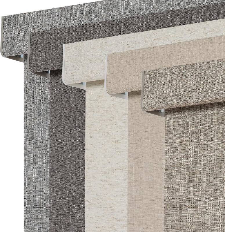 lot 121194 image: Persilux Blackout Roller Shades for Window Blinds,Cordless,Linen Fabric,Thermal Insulated Fabric UV Protection Shades for Home,Office,Bedroom,Door,Blackout-Light Brown,40 W X 72 H