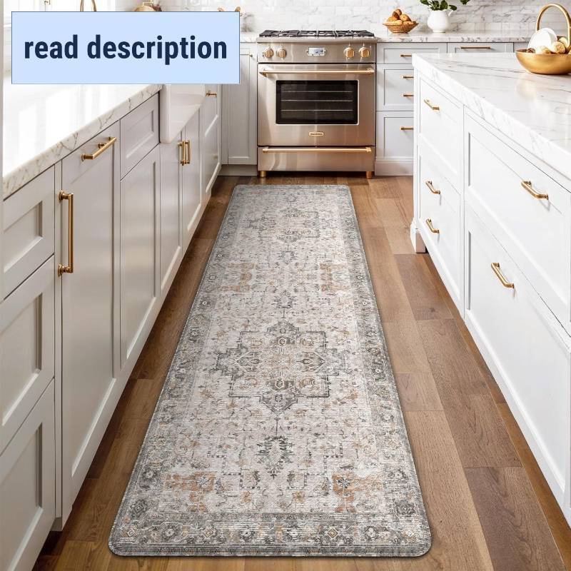 lot 421180 image: GENIMO Kitchen Mats for Floor, Washable Anti Fatigue Mat for Cushioned, 23.6x71, Waterproof Kitchen Rugs, Non Slip Comfort Standing Mat Rug for Home, Sink, Laundry, LightTaupeBrown
