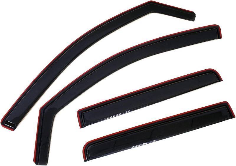 lot 311131 image: DinDoong 4pcs Sun Rain Wind Deflectors Door Window Visors in Channel Mount Style Dark Smoke Tint for Nissan for Titan 2004-2015