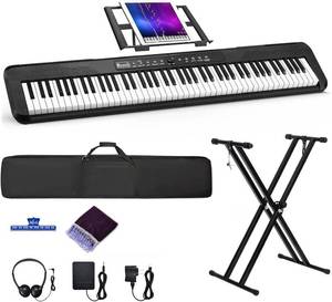 lot 111403 image: Retails for $200 88 Key Keyboard Piano, Electronic Digital Piano with Music Stand, Power Supply, Sustain Pedal, Stand, Bluetooth, Carrying Case, Headphones, USB-MIDI, for Beginner Professional at Home, Stage