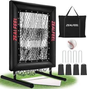 lot 131101 image: Retails for $170 Baseball Pitching Net Pro, 9 Hole Pitching Target with Strike Zone Target, 5 Height Adjustable, Portable Easy Setup Trainer Net for Baseball & Softball with Ball, Home Plate & Pitching Rubber