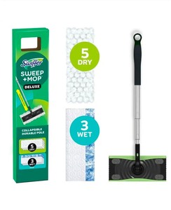 lot 4649017 image: SwifferSweep Plus Mop Deluxe 2 in 1 Multi-Surface Floor Cleaning Starter Kit (1-Sweeper, 5-Sweep Cloths, 3-Mop Cloths) - Retail $19