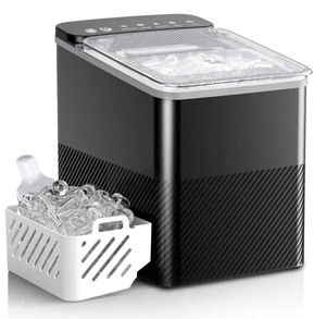 lot 4649036 image: EUHOMY8.1 in. 27lbDay Bullet Countertop Portable Ice Maker in Black - Ice Scoop, Fast Production, Self-Cleaning, Quiet - Retail $99
