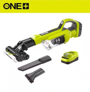 lot 4649053 image: RYOBIONE 18V Cordless Hand Vacuum with Powered Brush Kit with 2.0 Ah Battery and Charger - Retail $139