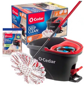 lot 4649057 image: O-CedarEasyWring Deep Clean Microfiber Spin Mop w Bucket System, 1 Machine Washable Mop Head (The Home Depot Exclusive) - Retail $39