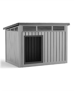 lot 4649064 image: WTVWTVClassic Outdoor Deluxe Large Dog House, Slanted and Weather-Resistant Roof Dog Crate with Air Lever System, Open Roof - Retail $115