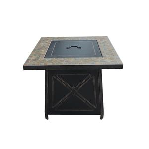 lot 4649122 image: Hampton BayCrossridge 30.00 in. W 50000 BTU coating Steel Propane Outdoor Fire Pit Table with Lava Rocks and Screen - Retail $219