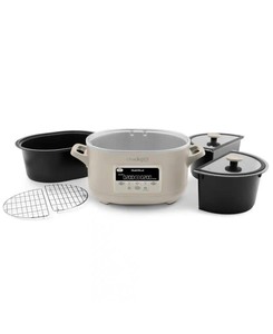 lot 4649100 image: Crock-Pot8 qt. Oat Milk Slow Cooker with Multicooker and 8 qt. Cooking Pot - Retail $159