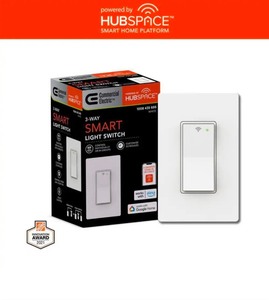 lot 4649114 image: Commercial Electric10 Amp 3-Way Smart Home Specialty Light Switch with Wi-Fi and Bluetooth Technology, White, Powered by Hubspace (1-Pack - Retail $17