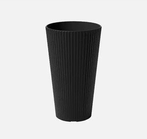 lot 4649113 image: VeradekDemi Medium Black Plastic Round Planter with Drainage Holes (14.75 in. L x 14.75 in. W x 26.25 in. H - Retail $69