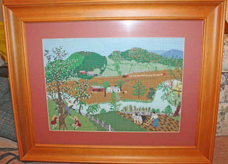 lot 1545 image: Framed Wall Art (Stitching) 30 by 24 Inch Frame