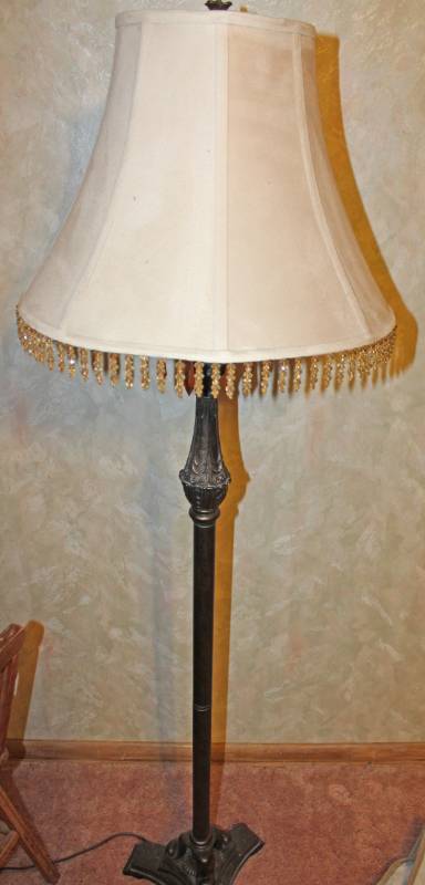 lot 1548 image: Floor Lamp With Fringed Lamp Shade