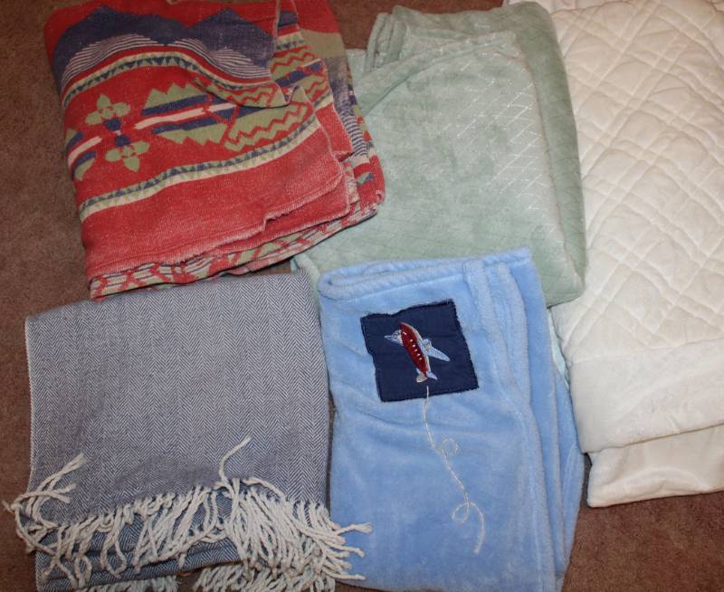 lot 1580 image: Three Soft Fleece Blankets and Two Throws