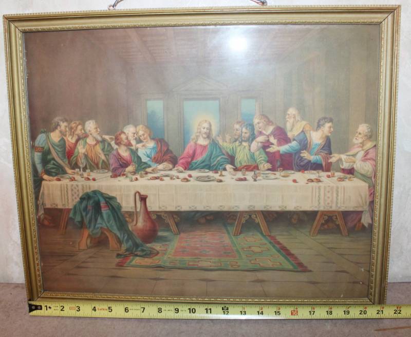 lot 1660 image: Last Supper Depiction Picture - Framed