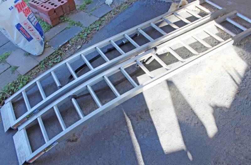 lot 1679 image: Pair of Reese Aluminum Ramps - Over 7 Feet Long - 1,500 Pound Capacity (PER PAIR)