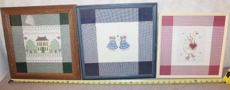 lot 1731 image: Lot of 3 Framed Fiber Art Pictures