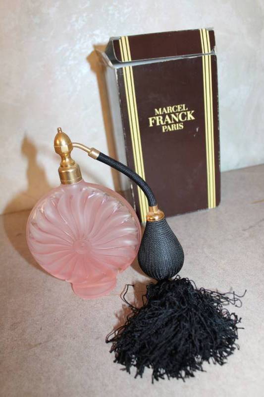 lot 4772 image: Pink and Black - Marcel Franck - Perfume Atomizer in box WOW
