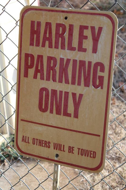 lot 1709 image: HARLEY SIGN - HARLEY PARKING ONLY -sweet