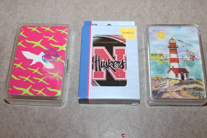 lot 7657 image: Lot of 3 Decks of Collector Playing Cards - not counted - Nebraska Corn huskers
